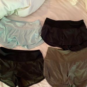 *SOLD* Lululemon speed up shorts - 4 pairs